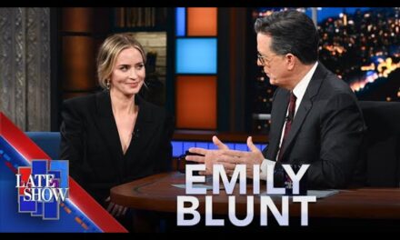 Emily Blunt Talks “Oppenheimer” and Horseback Riding Skills on “The Late Show with Stephen Colbert