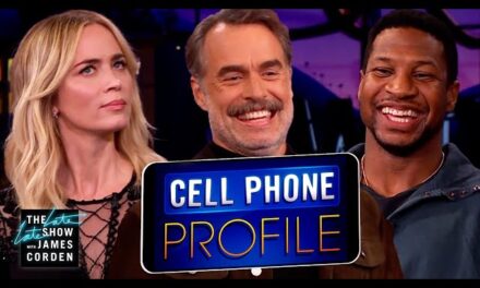 James Corden Plays “Whose Cell Phone Is It?” with Emily Blunt, Jonathan Majors, and Murray Bartlett